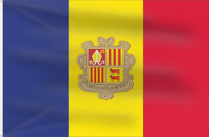 Flag, with two metal eyelets and reinforced hoist: Andorra civil Andorra - civil version Andorre Andorra