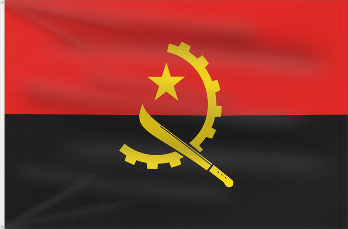 Flag, with two metal eyelets and reinforced hoist: Angola Dell Angola የአንጎላ ሰንደቅ ዓላማ علم أنغولا Angoly Σημαία της Αγκόλας پرچم آنگولا Angolan अंगोला ध्वज Bandel a Ngola Ala Angolayê Bɛndɛ́lɛ ya Angola Sainan i Angola Angolei Флаг Анголы Angole Angoola Seboko ye Angola Angolas அங்கோலா கொடி Mujeko ya Angola
