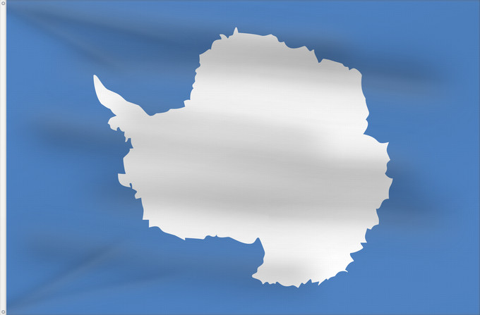 Bandera, con dos ojales metálicos y lado del asta reforzado: Proposed flag of Antarctica  Graham Bartram	One of several flag proposals for Antarctica	Antarctique	Un de varios banderas propuesta de Antártida	Flaggenvorschlag für die Antarktis	Una delle bandiere proposte per l Antartide	Vörslag för ene Flagg vun Anta