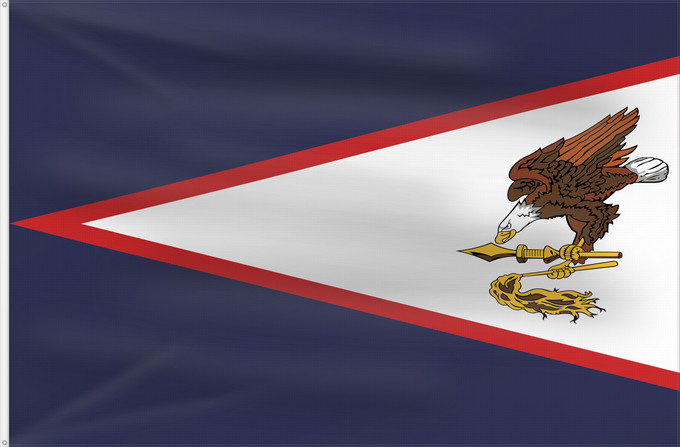 Drapeau, avec deux œillets métalliques et guindant renforcé : American Samoa	American Samoa, United States	Samoa américaines	Samoa Americana	Amerikanisch-Samoa	Samoa Americane	Amerikaanisch-Samoa	Fu a o Amerika Sāmoa