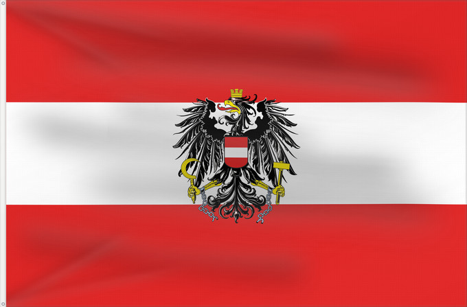 Drapeau, avec deux œillets métalliques et guindant renforcé : Austria	L Autriche	Österreichs	D Austria	Oostenrijk	Áustria	Austrii	Östareichische Flaggn	Austrije	D Àustria	Rakouská vlajka	Austria lipp	Itävallan	HOstaire	Ausztria	Austriacum	Austrijas	Ta  l-Awstrija	Østerrikes flagg	Det austerrikske flagget	Stago Estre