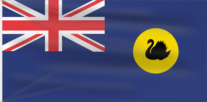 Bandera, con dos ojales metálicos y lado del asta reforzado: Western Australia Australie-Occidentale Australia Occidental Westaustralien