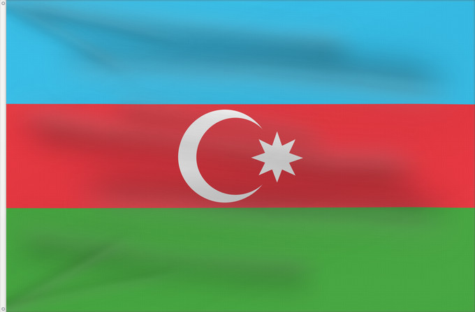 Drapeau, avec deux œillets métalliques et guindant renforcé : Azerbaijan	L Azerbaïdjan	Azerbaiyán	Aserbaidschan	Dell Azerbaigian	Azerbeidzjan	Azerbejdżanu	Азербаиџьан абыраҟ	علم أذربيجان	Azərbaycan	Сцяг Азербайджана	Сьцяг Азэрбайджану	Azerbajĝano	Aserbaidžaani lipp	Azerbaidžanin	Azerbajdzsán	Ադրբեջանի դրոշը	აზერბაიჯ