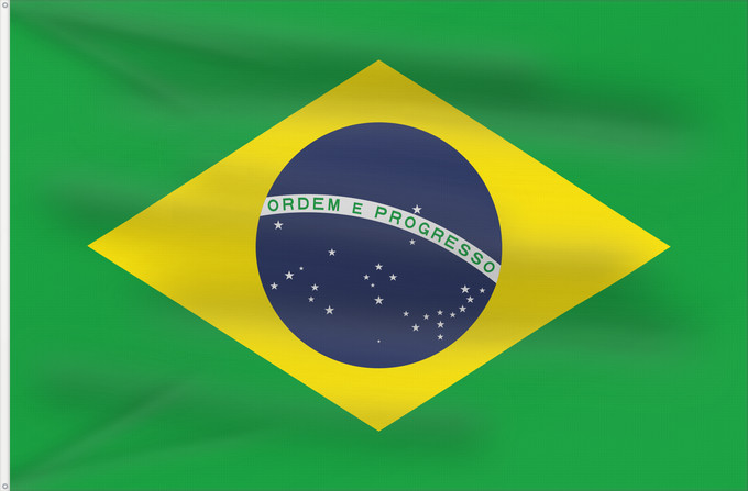 Drapeau, avec deux œillets métalliques et guindant renforcé : Brazil	Brésil	Brasil	Brasilien	Brasile