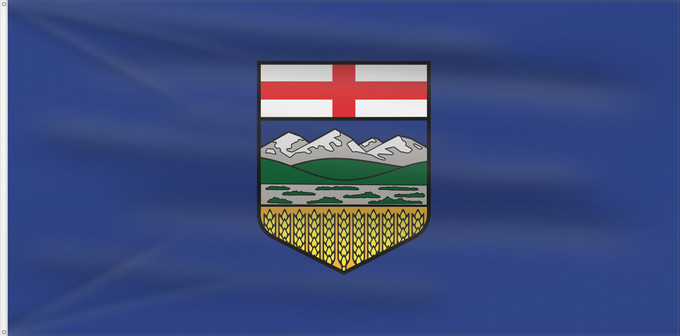 Bandera, con dos ojales metálicos y lado del asta reforzado: Alberta	L Alberta	Banniel proviñs Alberta