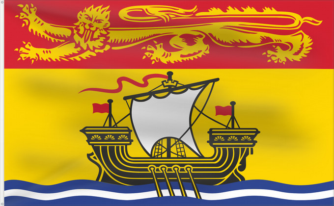 Flag, with two metal eyelets and reinforced hoist: New Brunswick	New Brunswick 	Nouveau-Brunswick	Nuevo Brunswick	Nuovo Brunswick	Banniel proviñs New Brunswick