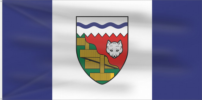 Drapeau, avec deux œillets métalliques et guindant renforcé : Northwest Territories	Territoires du Nord-Ouest	Territorios del Noroeste	Nordwest-Territorien	Territori del Nordovest	Banniel Tiriadoù ar Gwalarn, Kanada	ᓄᓇᑦᓯᐊᖅ ᓴᐃᒻᒪᑎ