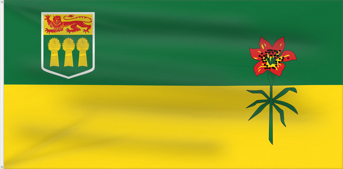 Drapeau, avec deux œillets métalliques et guindant renforcé : Saskatchewan Banniel proviñs Saskatchewan, Kanada