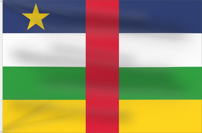 Drapeau, avec deux œillets métalliques et guindant renforcé : Central African Republic The proportions of this flag are 3 2; however République centrafricaine República Centroafricana Zentralafrikanischen Republik Repubblica Centrafricana Centraal-Afrikaanse Republiek علم جمهورية أفريقيا الوسطى Af den Central Afrika