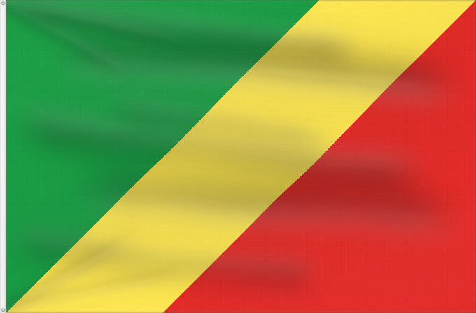 Flag, with two metal eyelets and reinforced hoist: Republic of the Congo Congo République du Congo República del Congo Republik Kongo Repubblica del Congo República do Congo علم الكونغو Banniel Republik Kongo La Respubliko Kongo Kongoar bandera پرچم جمهوری کنگو Dalapo ya Repubilika ya Kongo Bɛndɛ́lɛ ya Re