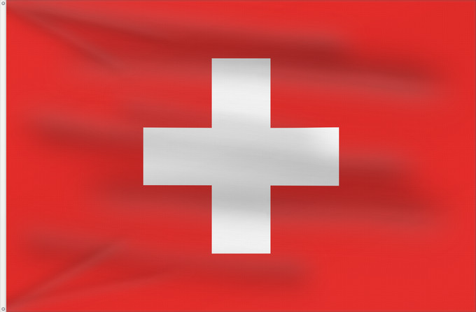Flagge, mit zwei Metallösen und verstärktem Besatzband: Civil Ensign of Switzerland	Switzerland at sea	Pavillon naval de la Suisse	Suiza (paisaje)	Schweizer Flagge zur See	Svizzera (paesaggio)