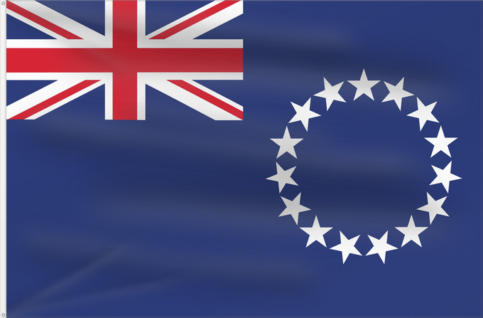 Bandera, con dos ojales metálicos y lado del asta reforzado: Cook Islands Cook !Îles Cook Islas Cook Cookinseln