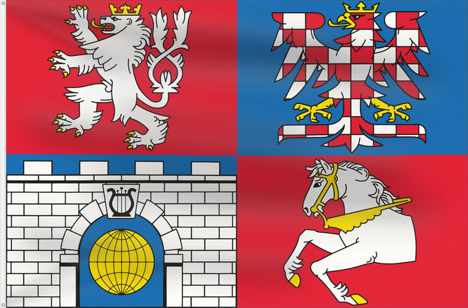 Bandera, con dos ojales metálicos y lado del asta reforzado: Pardubice Region	Région de Pardubice	Región de Pardubice	Region Pardubice	Pardubice Regione
