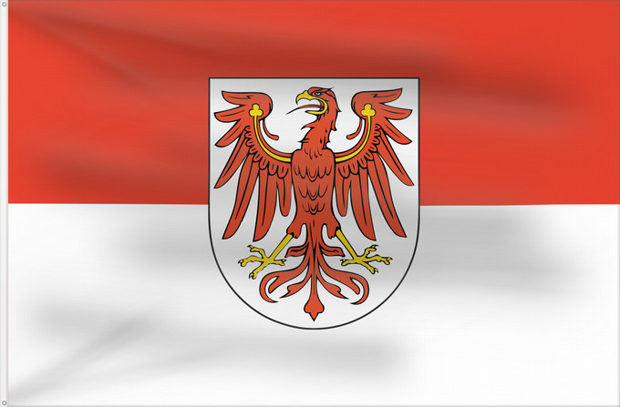 Flagge, mit zwei Metallösen und verstärktem Besatzband: Brandenburg Brandebourg Brandeburgo