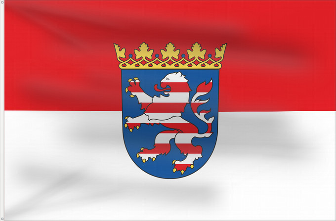 Drapeau, avec deux œillets métalliques et guindant renforcé : Hesse	Hessen	Assia