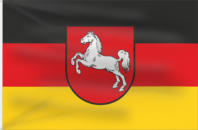 Bandera, con dos ojales metálicos y lado del asta reforzado: Lower Saxony	Baja Sajonia	Niedersachsen	Bassa Sassonia