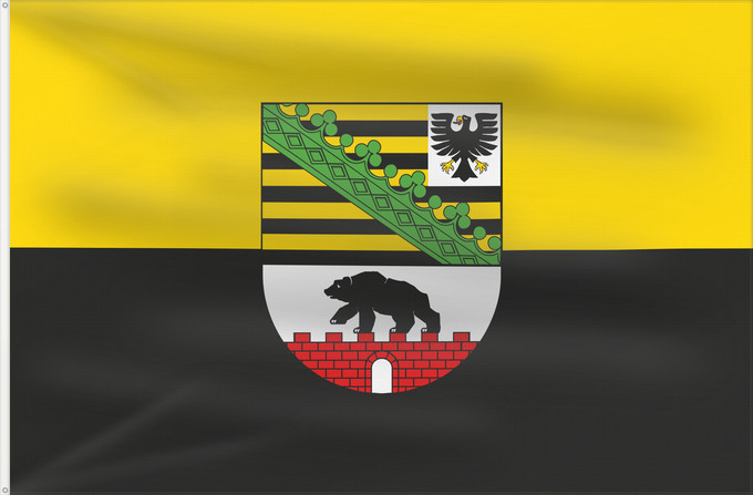 Bandera, con dos ojales metálicos y lado del asta reforzado: Saxony-Anhalt	Saxony-Anhalt 	Saxe-Anhalt	Sajonia-Anhalt	Sachsen-Anhalt	Sassonia-Anhalt