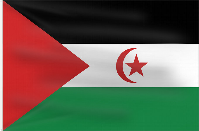 Flag, with two metal eyelets and reinforced hoist: Sahrawi Arab Democratic Republic Western Sahara République arabe sahraouie démocratique República Árabe Saharaui Democrática Demokratischen Arabischen Republik Sahara Repubblica Democratica Araba Sahrawi Arabische Democratische Republiek Sahara República