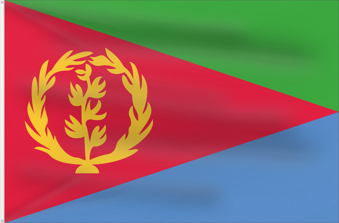 Drapeau, avec deux œillets métalliques et guindant renforcé : Eritrea L Érythrée Dell Eritrea የኤርትራ ባንደራ علم إريتريا Af Eritrea Eritreo پرچم اریتره דגל אריתריאה Alaabaa Eritrea Флаг Эритреи S Eritrea Eritreje Eratareya Eritreas ባንደራ ኤርትራ