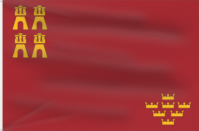Bandera, con dos ojales metálicos y lado del asta reforzado: Region of Murcia	Autonomous Community of the Region of Murcia	région de Murcie	Comunidad Autónoma de la Región de Murcia	Region Murcia 	Murcia