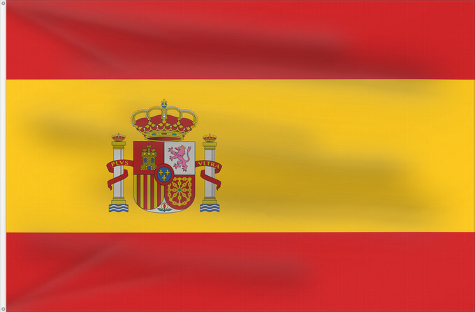 Bandera, con dos ojales metálicos y lado del asta reforzado: Spain Espagne España Spaniens Spagna
