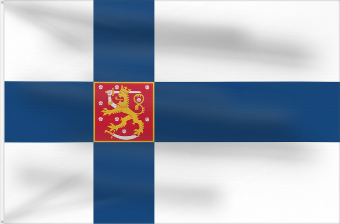 Bandera, con dos ojales metálicos y lado del asta reforzado: Finland	Finlande	Finlandia	Finnland	Finlandese	Finlândia	Finlandii	Þjóðfáni Finnlands	Finská vlajka	Finlands	Finnlando	Soome lipp	Suomen	Fionlainne	Finnország	Finnlands	Finniae	Finnesche Fändel	Somijas	Il-Bandiera tal-Finlandja	Finlands flagg	Det finske f