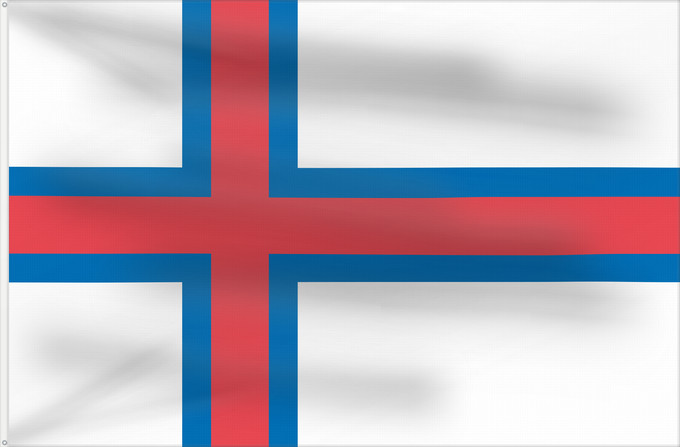 Drapeau, avec deux œillets métalliques et guindant renforcé : Faroe Islands	îles Féroé	Islas Feroe	Färöer	Fær Øer	Faeröereilanden	Das Ilhas Feroé	Wysp Owczych	Национално знаме на Фарьорските острови	Faerských ostrovů	Færøernes	Σημαία των Φερόων Νήσων	La Ferooj	Fääri saarte lipp	Faroeetako bandera	Färsaarten	Merkið, 