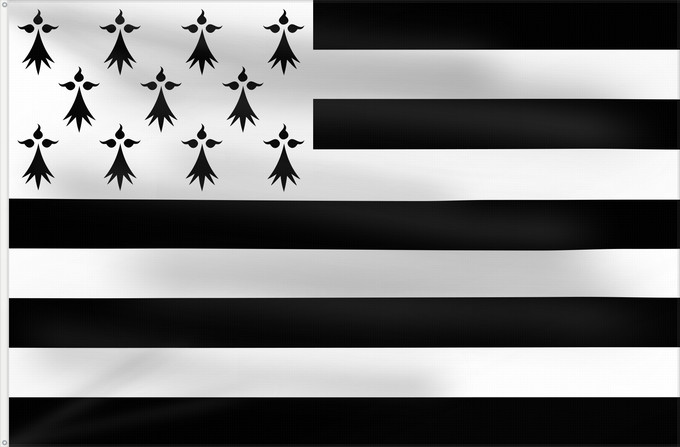 Flagge, mit zwei Metallösen und verstärktem Besatzband: Brittany The Gwenn-ha-du, flag of Brittany Le Gwenn-ha-du, drapeau de la Bretagne Spaniel Bretón Bretagna Ar Gwenn-ha-du, banniel Breizh