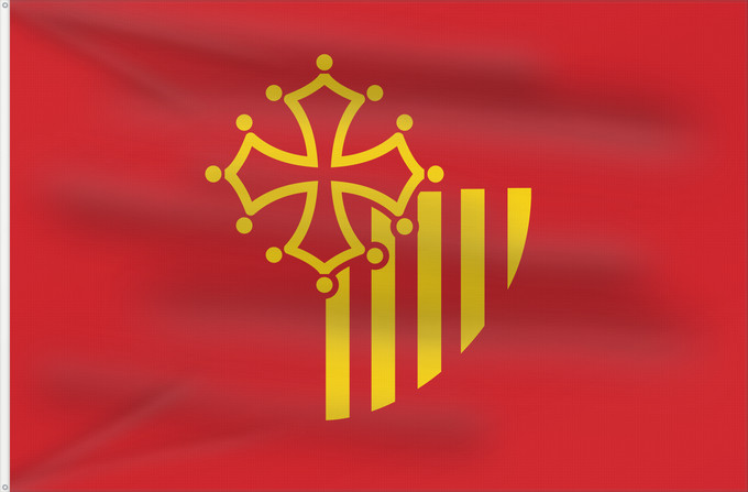 Flagge, mit zwei Metallösen und verstärktem Besatzband: Languedoc-Roussillon , until 2004, of the region Languedoc-Roussillon in France Région Languedoc-Roussillon en France jusqu en 2004 Languedoc-Rosellón o Lenguadoc-Rosellón Linguadoca-Rossiglione