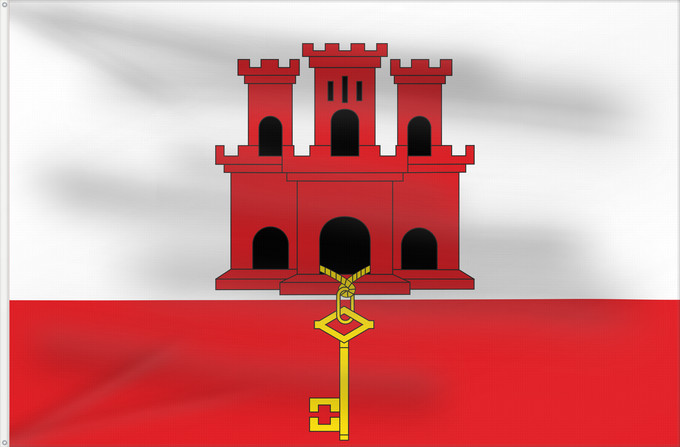 Drapeau, avec deux œillets métalliques et guindant renforcé : Gibraltar	Gibilterra	Banniel Jibraltar	Gibraltarko bandera