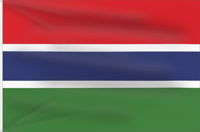 Flag, with two metal eyelets and reinforced hoist: Gambia Gambie Gambias Σημαία της Γκάμπια Gambio Gambian Gambije