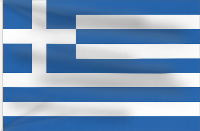 Flag, with two metal eyelets and reinforced hoist: Greece	Greece  since 1978  and Naval Ensign of Greece  since 1828	Grèce  depuis 1978  et insigne naval de la Grèce  depuis 1828	Grecia	Griechenland	Griekenland	Grécia	Grecji	Yunanıstan	Знаме на Гърция	গ্রীসদেশীয় পতাকা	Banniel Gres	Řecká vlajka	Gwlad Groe