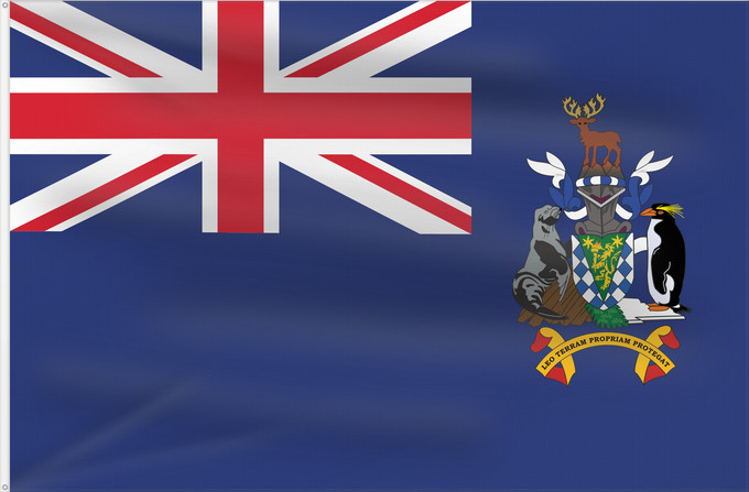 Drapeau, avec deux œillets métalliques et guindant renforcé : South Georgia and the South Sandwich Islands	Géorgie du Sud-et-les Îles Sandwich du Sud	Islas Georgias del Sur y Sandwich del Sur	Südgeorgien und die Südlichen Sandwichinseln	Georgia del Sud e isole Sandwich del Sud