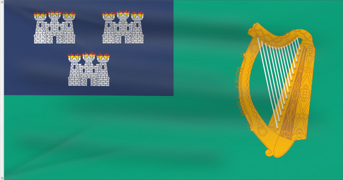 Drapeau, avec deux œillets métalliques et guindant renforcé : IRL Dublin	Dublin City, Ireland