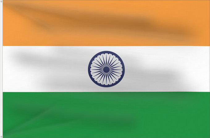 Drapeau, avec deux œillets métalliques et guindant renforcé : India Inde Indien