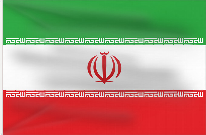 Flag, with two metal eyelets and reinforced hoist: Iran	Irán