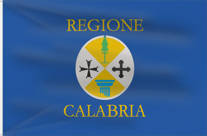 Drapeau, avec deux œillets métalliques et guindant renforcé : Calabria	Kalabrien	Regione italiana Calabria	Bannera di la riggiuni d Italia Calabbria