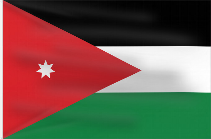 Flag, with two metal eyelets and reinforced hoist: Jordan Jordanie Jordania Jordanien Giordania Jordanië علم الأردن Jordanio Iordaniei Флаг Иордании Jordanije Ürdün
