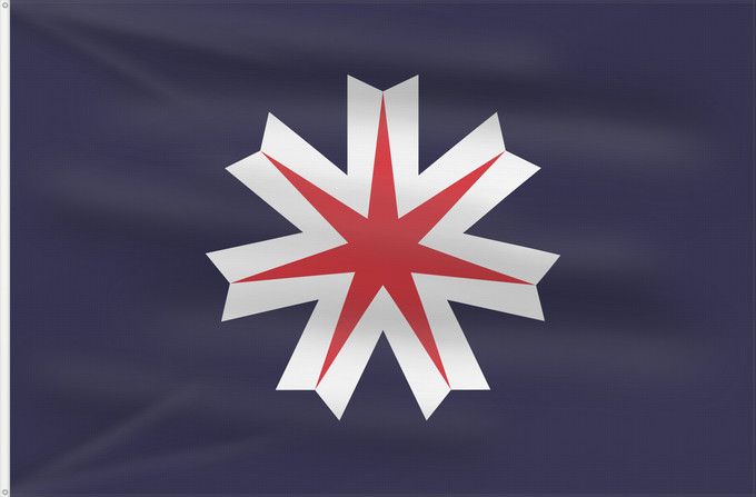 Bandera, con dos ojales metálicos y lado del asta reforzado: Hokkaido Prefecture Hokkaidō Hokkaidō 北海道旗
