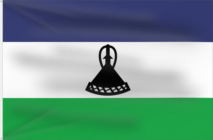 Flag, with two metal eyelets and reinforced hoist: Lesotho Lesoto Lesothos Lesota Seboko ye Lesotho