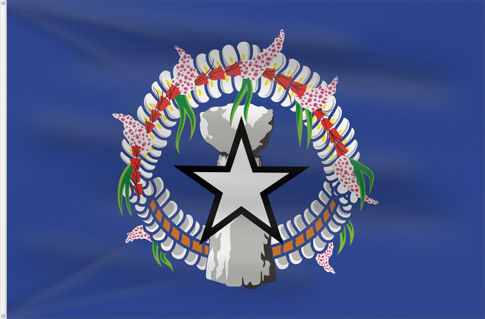 Bandera, con dos ojales metálicos y lado del asta reforzado: Northern Mariana Islands	Îles Mariannes du Nord	Islas Marianas del Norte	Nördliche Marianen	Isole Mariana del Nord