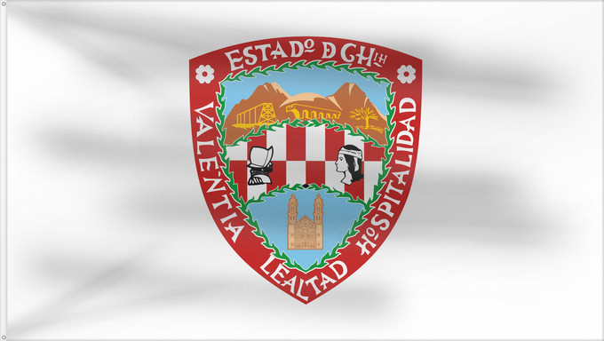 Bandera, con dos ojales metálicos y lado del asta reforzado: Chihuahua