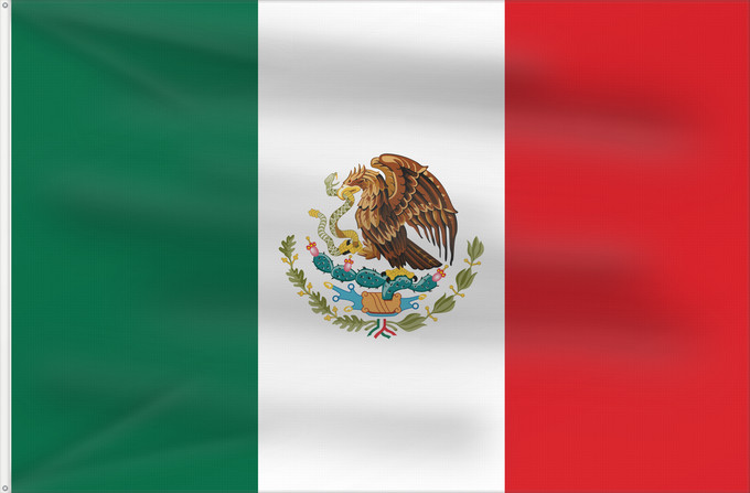 Flag, with two metal eyelets and reinforced hoist: Mexico	Mexico Official version of the Flag of the United Mexican States or Mexico	Mexique	México La actual bandera de los Estados Unidos Mexicanos	Mexiko	Messico	México	Meksyku	علم المكسيك	Mïxiku wiphala	Meksika	Mèxic	Mexická vlajka	Mexicos	Meksiko	Mexiko