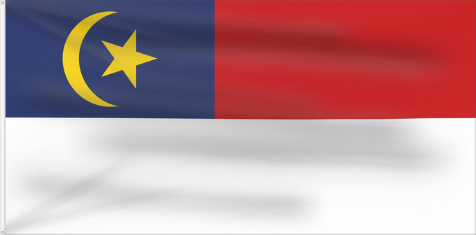 Bandera, con dos ojales metálicos y lado del asta reforzado: Malacca	Malaca	Malakka	Malaysian state Malacca. Drawn by Mysid