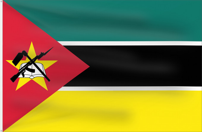 Drapeau, avec deux œillets métalliques et guindant renforcé : Mozambique	Mosambik	Mozambico	Moçambique	علم موزمبيق	Mozambiko	Mozambikas Republikas	Sainan i Maozambika	Флаг Мозамбика	Mozambika	Musaanbiiq	Moçambiques	Msumbiji