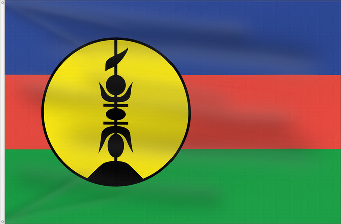 Bandera, con dos ojales metálicos y lado del asta reforzado: FLNKS Kanak and Socialist National Liberation Front political party Front de libération nationale kanak et socialiste Colores Pantone http //www Neukaledonien Nuova Caledonia Front d Alliberament Nacional Canac Socialista