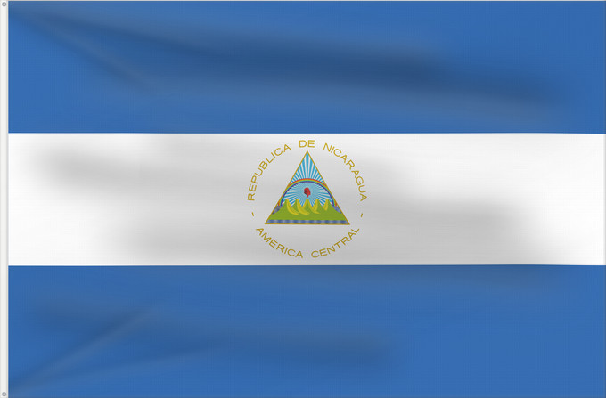 Bandera, con dos ojales metálicos y lado del asta reforzado: Nicaragua La República de Nicaragua Nikaragvo Флаг Никарагуа Nikaragve Nicaraguas