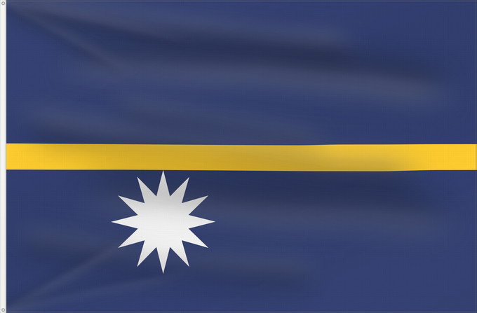 Flag, with two metal eyelets and reinforced hoist: Nauru	The national flag of Nauru	La bandera nacional de Nauru	Nazionale di Nauru	A bandeira nacional de Nauru	Σημαία του Ναουρού	La nacia flago de Nauro	Nauru lipp	Naurun	דגל נאורו	Знаме на Науру	Anidenin Naoero	Флаг Науру	Nauru leavga	Nauruja	Naurus	Naur