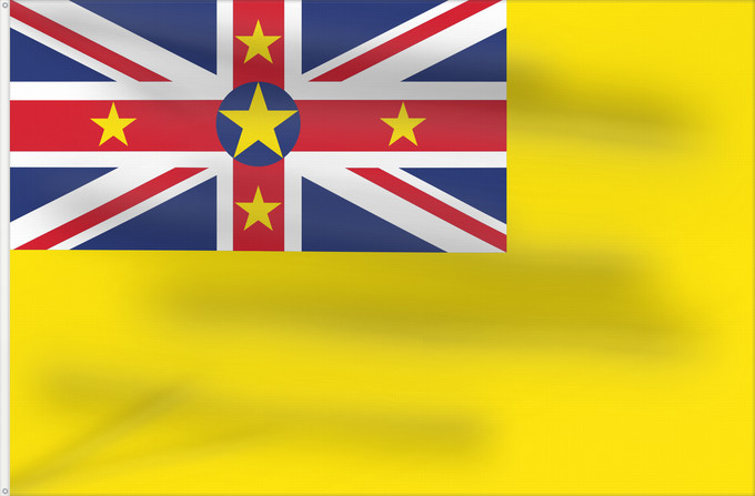 Bandera, con dos ojales metálicos y lado del asta reforzado: Niue	Niue  New Zealand	ニウエの国旗	Pīwari o Niuē