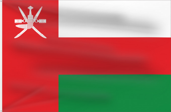Drapeau, avec deux œillets métalliques et guindant renforcé : Oman	Omán